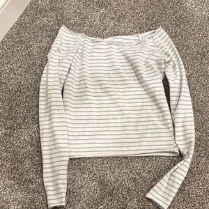 Brandy Melville White and Gray Striped Long Sleeve Top